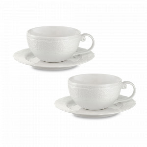 Набор кофейных пар на 2 персоны, 250 мл, фарфор, белый, серия Tracery, LIBERTY JONES, Россия, Сервизы кофейные