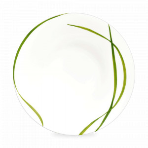 Тарелка суповая, 22 см, костяной фарфор, белый, зеленый, серия Life in green, TAITU, Италия, Тарелки суповые