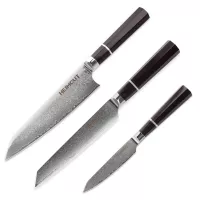 Набор кухонных ножей поварская тройка, серия Octa Damascus, HEIMCUT, Россия, 