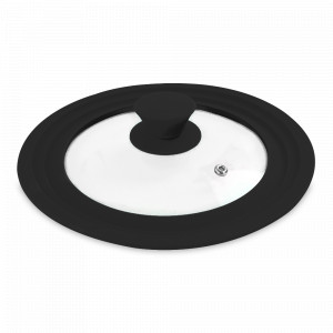 Крышка универсальная, 24/26/28 см, стекло, силикон, черный, VITRINOR, Испания, Крышки и съемные ручки