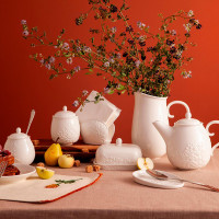 Сахарница с крышкой, 10 х 13 см, фарфор, белый, рельеф, серия English gardens, LIBERTY JONES, Китай_00820690050178144962.jpg