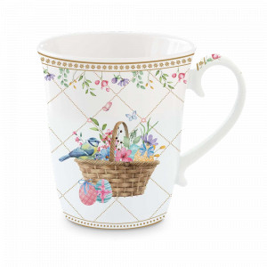 Кружка Корзина с цветами, 275 мл, фарфор, белый, декор, серия Spring Bloom, EASY LIFE (R2S), Италия, EASY LIFE R2S (Италия)