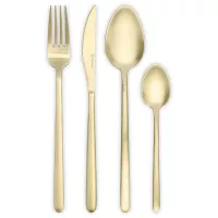 Набор столовых приборов на 4 персоны, 16 предметов, нержавеющая сталь 18/0, золотистый матовый, серия Pure, LIBERTY JONES, Россия, 