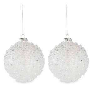 Украшение елочное Шар с каплями, 2 предмета, 8 см, стекло, прозрачный, серия Event, ANNA LAFARG, Китай, Event ANNA LAFARG