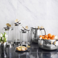 Банка для сыпучих продуктов с крышкой «Бабочки гинкго», 15 х 14 см, стекло, нержавеющая сталь, серия Butterfly Ginkgo, MICHAEL ARAM, США_00804880058701357039.jpg