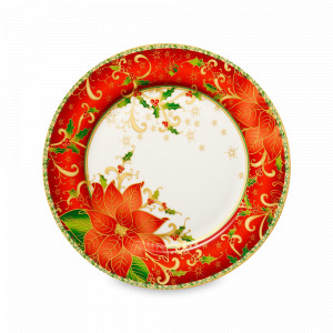 Тарелка обеденная «Palais Royal Рождественская звезда», 27 см, фарфор, декор, LAMART, Италия, Плоские круглые тарелки