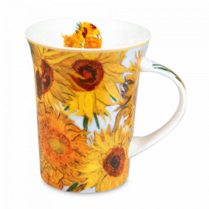 Кружка «Подсолнухи» Ван Гог, 350 мл, фарфор, белый, декор, CARMANI, Польша, Красивые кружки