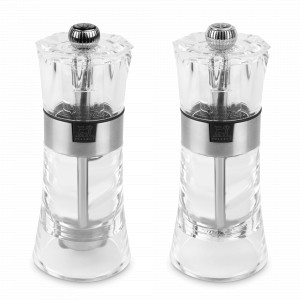 Набор мельниц для соли и перца, 14 см, акрил, прозрачный, серия Oslo, PEUGEOT, Франция, Наборы мельниц PEUGEOT