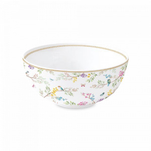 Салатник , 23 см, 2.5 л, фарфор, белый, декор, серия Пение птиц, EASY LIFE (R2S), Италия, EASY LIFE R2S (Италия)