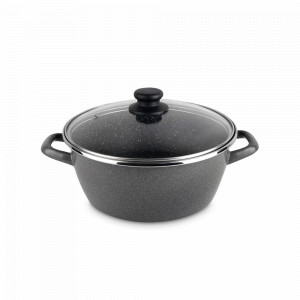 Кастрюля низкая, 20 см, сталь, стеклоэмаль, черный, серия K2, VITRINOR, Испания, Посуда антипригарная