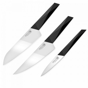 Набор из 3-х кухонных ножей Поварская тройка, черная рукоять, серия Furtif, TARRERIAS BONJEAN, Франция, НОВИНКИ