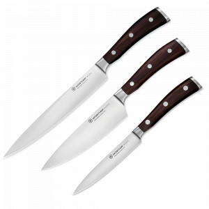 Набор из 3-х кухонных ножей поварская тройка, серия Ikon, WUESTHOF, Золинген, Германия, Набор ножей сантоку