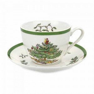 Пара чайная, 200  мл, фаянс, белый, декор, серия Рождественская ель, SPODE, Великобритания, SPODE (Великобритания)