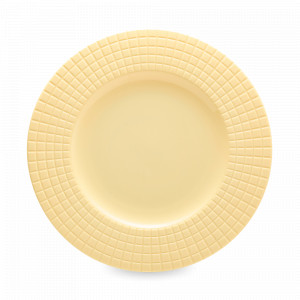 Тарелка обеденная, 27 см, фарфор, желтый, рельеф, серия Луч, DECOR DE TABLE, Россия, Тарелки обеденные