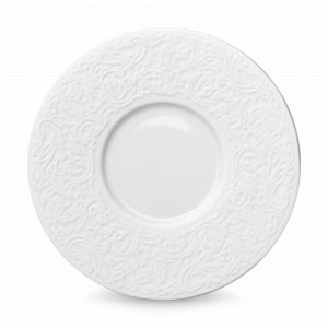 Блюдце для кофейной чашки, 12.6 см, фарфор, белый, рельеф, серия L' Couture, GUY DEGRENNE, Франция, GUY DEGRENNE (Франция)