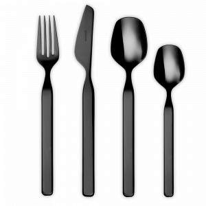 Набор столовых приборов 24 предмета, на 6 персон, нержавеющая сталь 18/10, черный, серия Urban, HERDMAR, Португалия, Подарочные столовые приборы