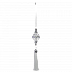 Украшение елочное - подвес Кристалл с кистью, 17 см, пластик, серебристый, серия Event, ANNA LAFARG, Китай, 