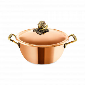 Кастрюля с крышкой «Чеснок», 25 см, 3.5 л, медь, серия Медная посуда, Кольчугинский Мельхиор, Россия, Кастрюли