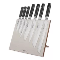 Набор кухонных ножей, 7 штук, на магнитной подставке ComposeEat (белая), серия Zen, YAXELL, Япония, 