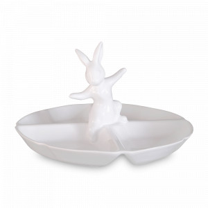Менажница «Кролик-озорник», 25 см, фарфор, белый, серия Воришки, CLAYSTREET, Россия, CLAYSTREET (Россия)