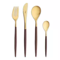 Набор столовых приборов 24 предм., с коричневыми ручками, MIO BROWN GOLD, подарочная упаковка, серия Mio, CUTIPOL, Португалия, 