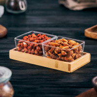 Менажница Wood & Glass, 2 отделения, стекло, дерево, WALMER, Великобритания_00813200046094609823.jpg