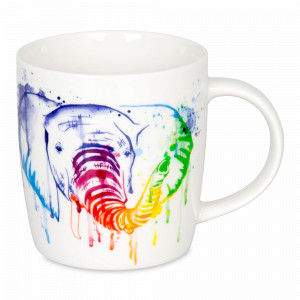 Кружка «Акварельные Животные - Слон», 350 мл, костяной фарфор, белый, KOENITZ, Германия, Белые кружки