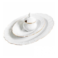 Сервиз столовый на 12 персон, 67 предметов, фарфор, белый, золотой, серия Белый узор, BERNADOTTE, Чехия_00821270056592667989.jpg