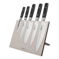 Набор кухонных ножей, 5 штук, на магнитной подставке ComposeEat (белая), серия Zen, YAXELL, Япония