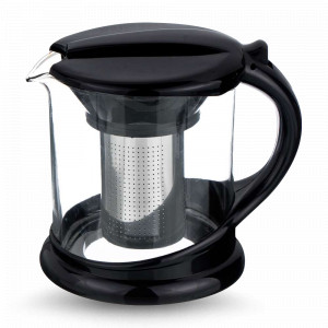 Чайник заварочный с фильтром Alnwick, 1 л, боросиликатное стекло, нержавеющая сталь 18/10, черный, VITAX, Великобритания, Английские заварочные чайники