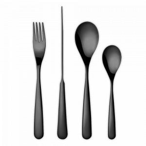 Набор столовых приборов на 6 персон, 24 предмета, нержавеющая сталь 18/10, черный, серия Century, HERDMAR, Португалия, Подарочные столовые приборы