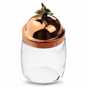 Банка для сыпучих продуктов «Бабочки», медь, стекло, 920 мл, серия Летний сад, Кольчугинский Мельхиор, Россия, Банки для хранения чая