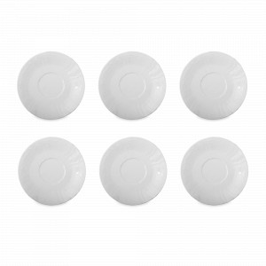 Набор из 6-ти блюдец, 15 см, фарфор, белый, серия Недекорированный, BERNADOTTE, Чехия, Фарфоровые блюдца