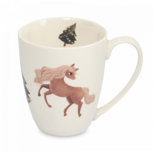 Кружка «Лошадка у елки», 320 мл, фарфор, белый, декор, серия New Year, ANNA LAFARG, Китай, Кружки