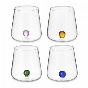 Набор из 4-х стаканов для воды/коктейлей, 400 мл, стекло, мультиколор, серия Orb, LIBERTY JONES, Россия, Набор бокалов для коктейлей