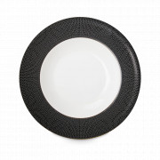 Тарелка суповая, 23.5 см, фарфор, черная, платиновый кант, серия Вола, DECOR DE TABLE, Россия, Тарелки фарфоровые с рисунком