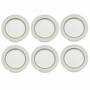 Набор из 6-ти закусочных тарелок, 20 см, фарфор, молочный, золотая отводка, серия Opera, REPAST, Чехия, Opera REPAST