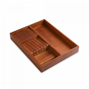 Органайзер для столовых приборов с держателем для ножей, 30 х 38 см, бамбук, коричневый, серия Bambox, LIBERTY JONES, Россия, Органайзеры для хранения