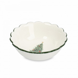Салатник «Лошадка у елки», 20 см, 1.2 л, керамика, белый, зеленый, серия Festival, ANNA LAFARG, Китай, Салатники, чаши сервировочные