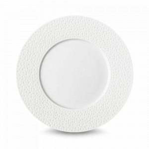 Тарелка обеденная PERLES DE ROSEE, 28 см, фарфор, белый, рельеф, серия Collection L, GUY DEGRENNE, Франция, Красивые тарелки для сервировки