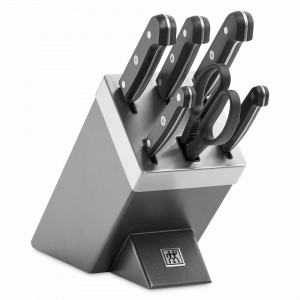 Набор из 5-ти ножей и ножниц в подставке, серый, серия Gourmet, ZWILLING J.A. HENCKELS, Германия, Набор ножей сантоку