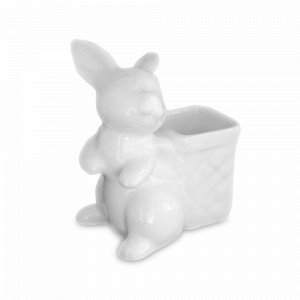 Подставка для зубочисток «Кролик с туеском», 10,5 см, фарфор, белый, серия Воришки, CLAYSTREET, Россия, CLAYSTREET (Россия)