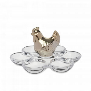 Блюдо для яиц Курица, 15 см, 6 ячеек, стекло, золотистый, серия Easter, ANNA LAFARG, Китай, Easter ANNA LAFARG