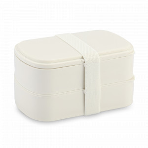 Ланч-бокс с приборами, 1 л, полипропилен, силикон, кремовый, серия Food Time, SMART SOLUTIONS, Китай, Ланч-боксы