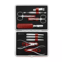 Набор маникюрный в кожаном футляре, отделка крокодил, цвет красный, 10 предметов, Classic Inox, ZWILLING J.A. HENCKELS, Германия, 