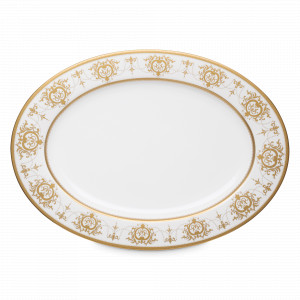 Блюдо овальное, 43 х 31.5 см, костяной фарфор, белый, золотой, серия Золотая тиара, NARUMI, Япония, NARUMI (Япония)