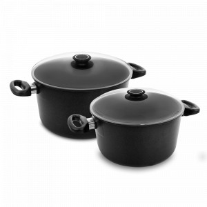 Набор из 2-х кастрюль с крышками, литой алюминий, стекло, черный, серия Frying Pans, AMT, Германия, AMT (Германия)