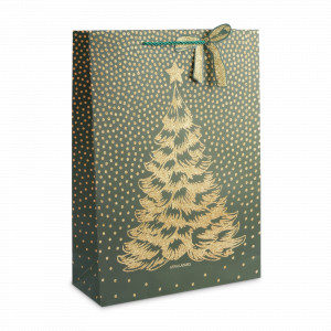 Пакет подарочный «Елка», 30 х 42 см, бумага, зеленый, золотистый, серия New Year, ANNA LAFARG, Китай, New Year ANNA LAFARG