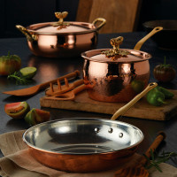 Набор медной посуды 5 предметов: сотейник, ковш, сковорода, 4 деревянные лопатки, медь/олово, с бронзовой декорированной ручкой, серия Historia decor, RUFFONI, Италия_00803480056410403754.jpg