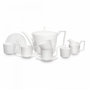 Сервиз чайный на 4 персон, 11 предметов, костяной фарфор, белый, серия Intaglio, WEDGWOOD, Великобритания, Gio WEDGWOOD